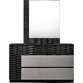 Roma Dresser & Mirror in Black & Grey Lacquer